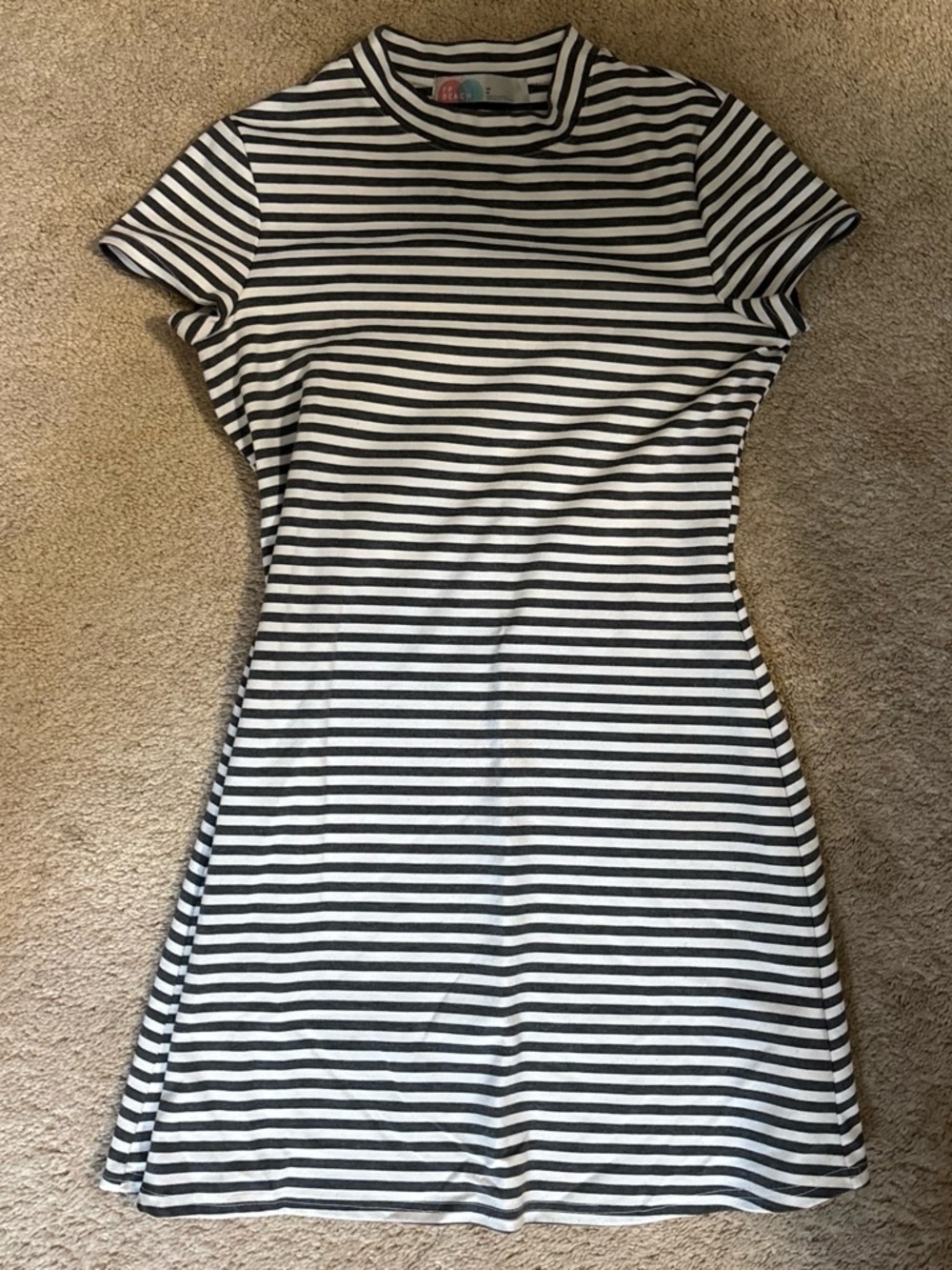 Striped Black and White Short Sleeve Dress
